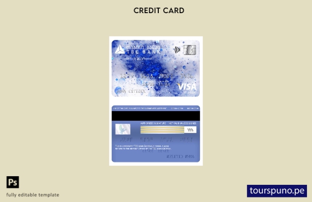 lista para imprimir plantilla de tarjeta clásica de visa bancaria Georgia TBC